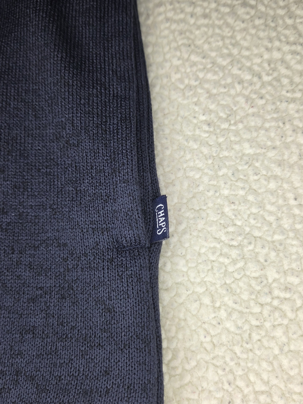 Chaps Men's Navy Quarter-Zip Sweater with Contrast Collar Size XL - Picture 6 of 9